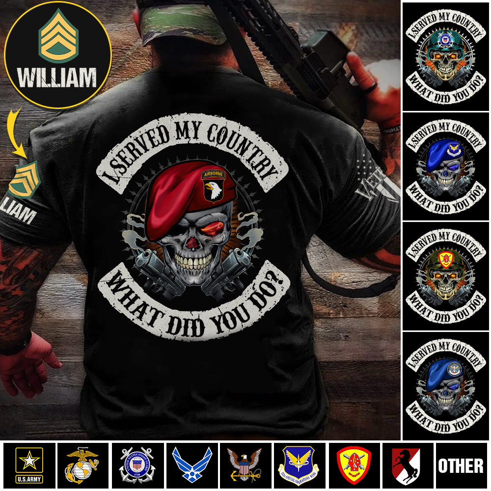 Custom Veteran Shirt I Served My Country What Did You Do Available All Military Branches Veterans Gift K1702 MT2