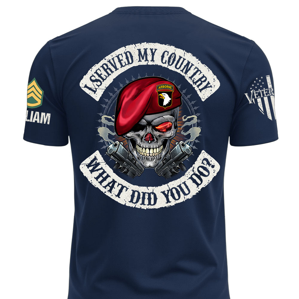 Custom Veteran Shirt I Served My Country What Did You Do Available All Military Branches Veterans Gift K1702 MT2