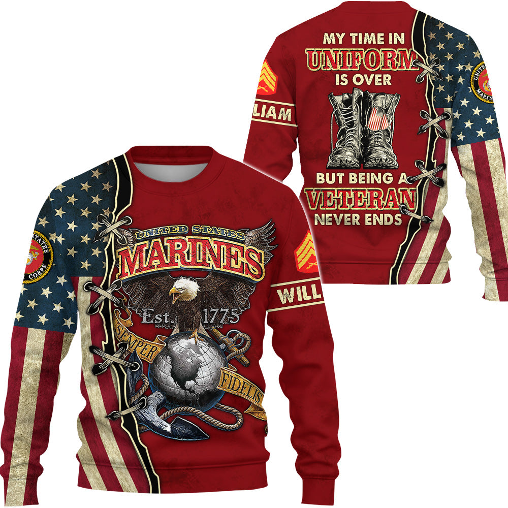 Personalized All Over Print Shirt My Time In Uniform Is over But Being A Veteran Never Ends Eagle American Gift For Veterans K1702 Trhn