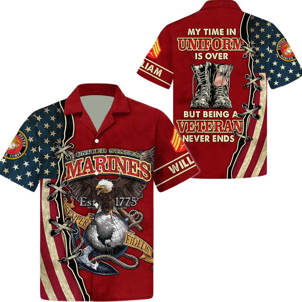 Personalized All Over Print Shirt My Time In Uniform Is over But Being A Veteran Never Ends Eagle American Gift For Veterans K1702 Trhn