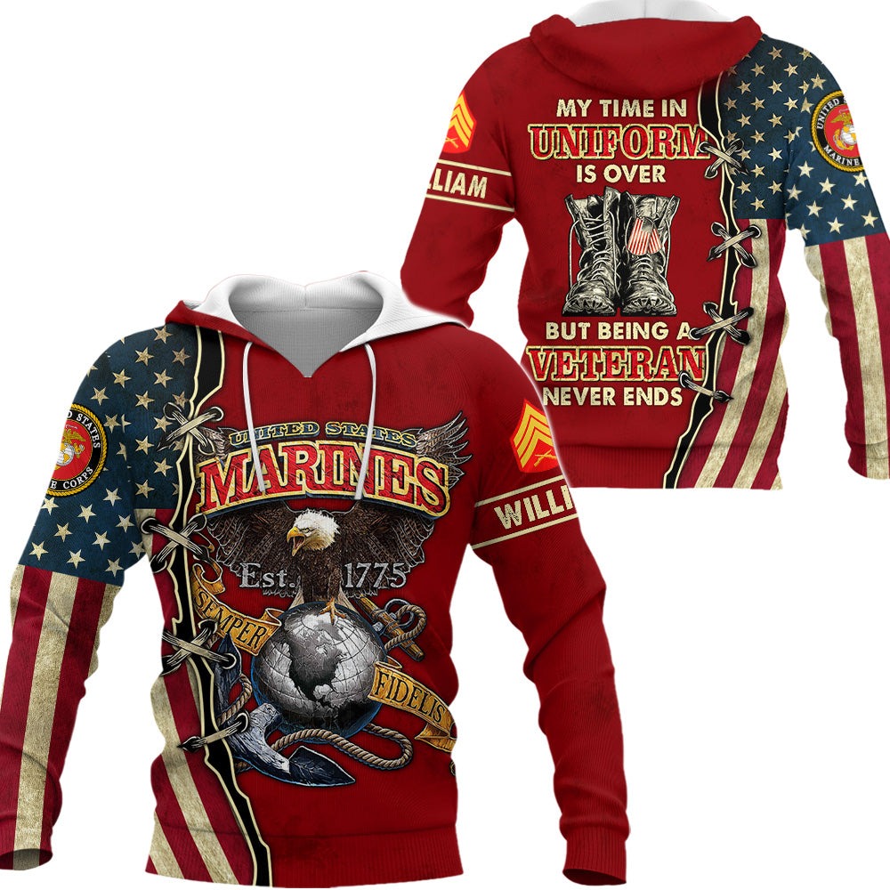 Personalized All Over Print Shirt My Time In Uniform Is over But Being A Veteran Never Ends Eagle American Gift For Veterans K1702 Trhn