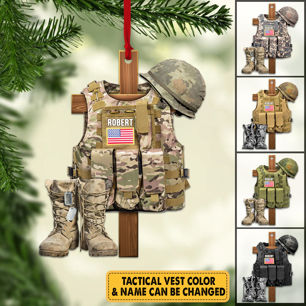 Personalized Ornament Military Tactical Vest Custom Name Gift Veteran Xmas K1702