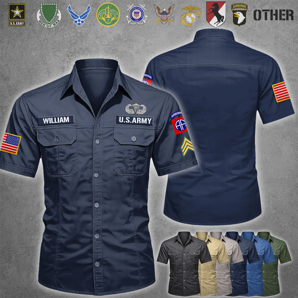 Cotton Cargo Shirts Veteran Gift Custom Military Patches Badges Available All Military Branches K1702 MT2