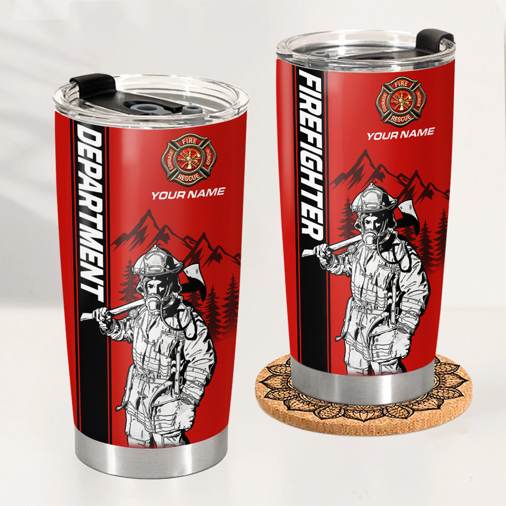 Personalized Tumbler For Firefighter, Custom Logo Name Department Tumbler, Gift For Firefighter, For Father's Day T1807 Hv01