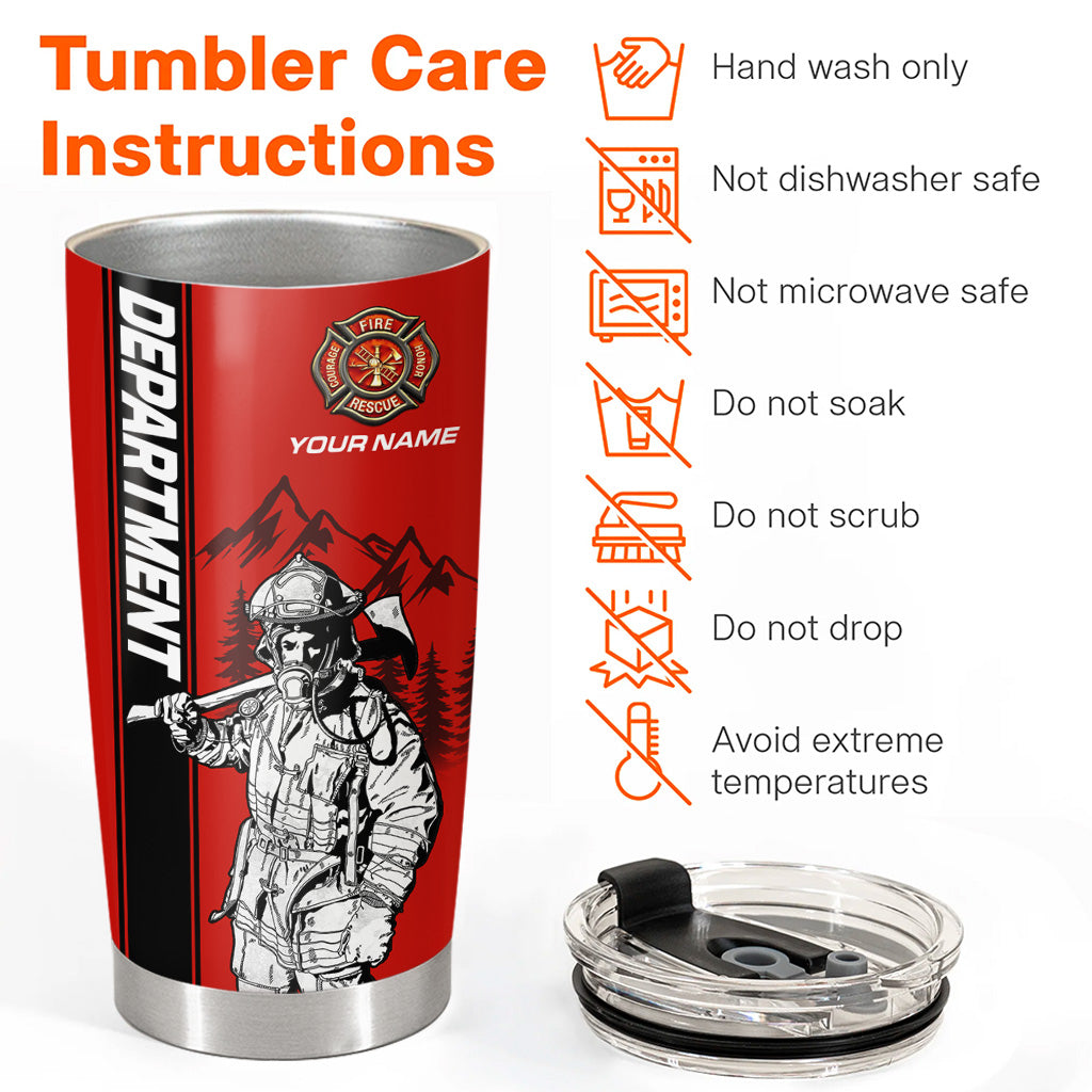 Personalized Tumbler For Firefighter, Custom Logo Name Department Tumbler, Gift For Firefighter, For Father's Day T1807 Hv01