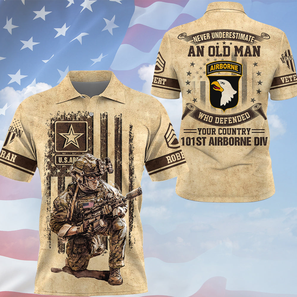 Personalized All Over Print Shirt Never Underestimate Old Man – US Veteran – Custom All Branches Gift For Veterans K1702 Trhn