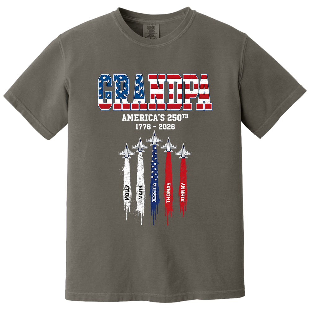 American Grandpa, Personalized Shirt Custom Kids Names Nation Flag American 250th Anniversary,  Father's Day Gift For Dad, Grandpa MI209 VH01