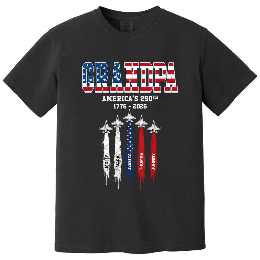 American Grandpa, Personalized Shirt Custom Kids Names Nation Flag American 250th Anniversary,  Father's Day Gift For Dad, Grandpa MI209 VH01