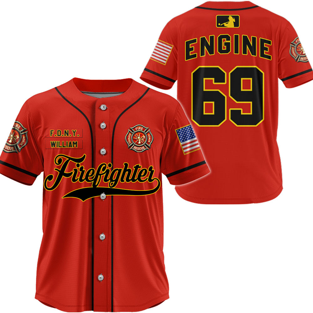 Firefighter Baseball Jersey Custom Dept Name Number Perosnalized Gift  K1702 Trhn