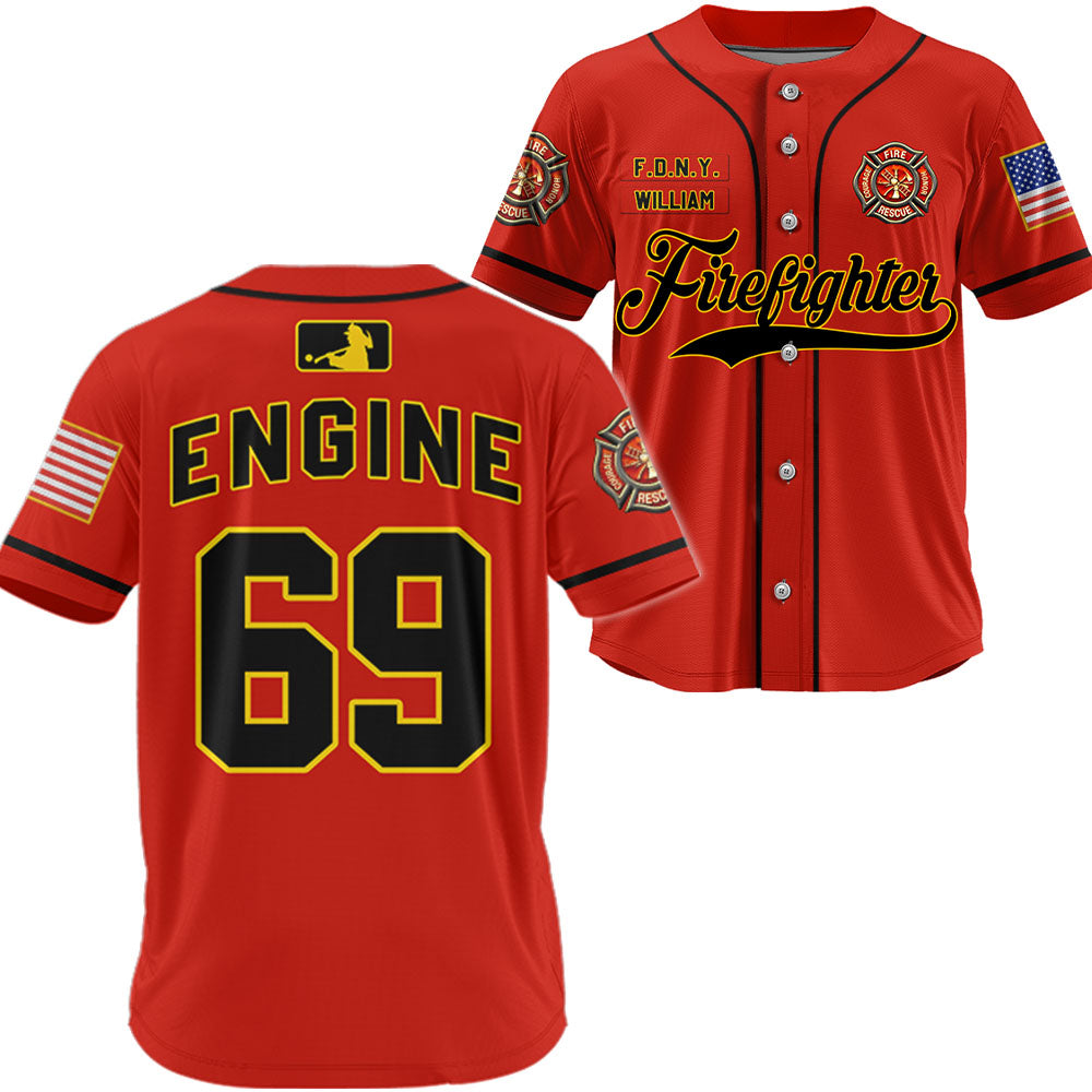 Firefighter Baseball Jersey Custom Dept Name Number Perosnalized Gift  K1702 Trhn
