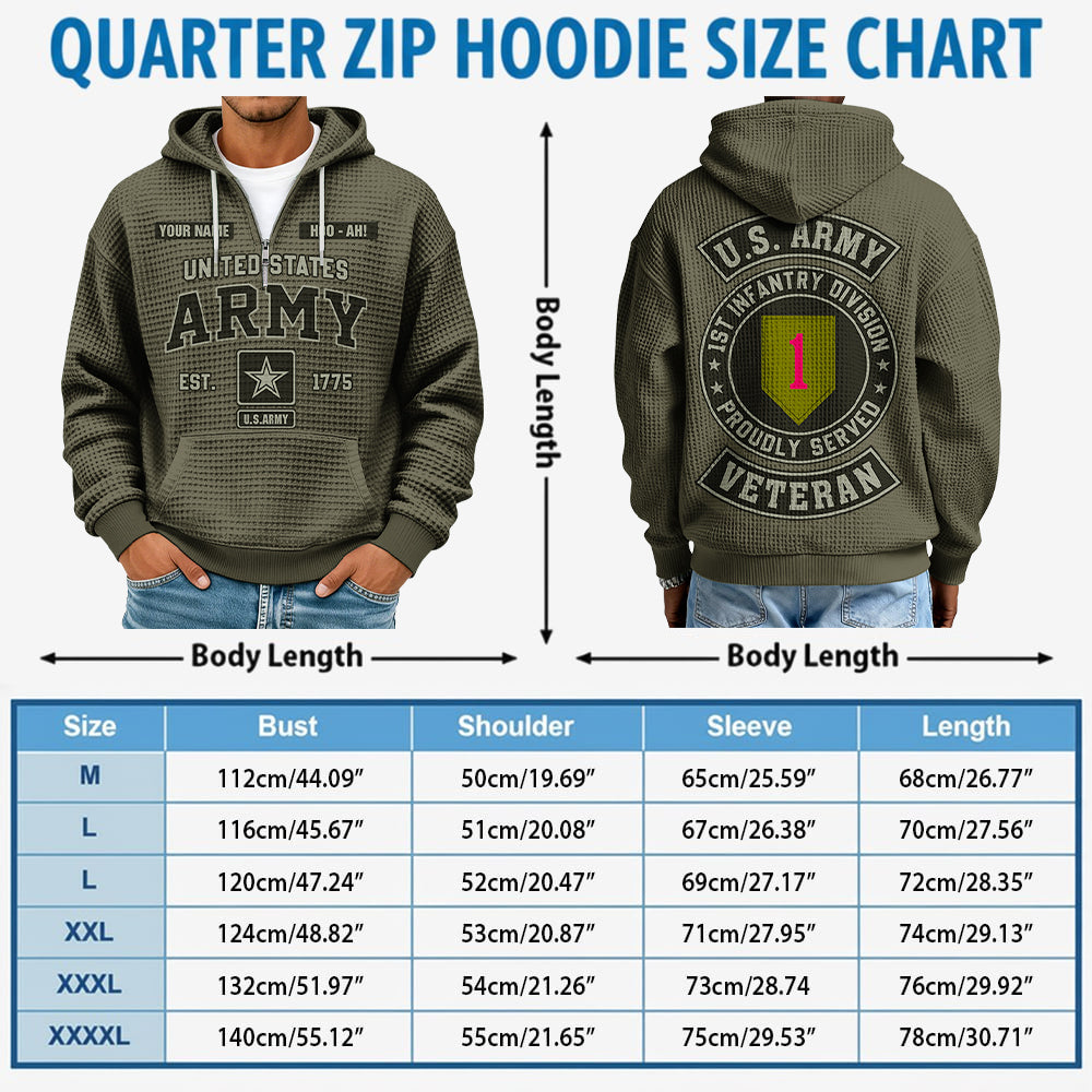 Personalized Quarter Zip Hoodie For Veteran Available Military Branch Custom Division Badges Gift For Veterans K1702 Trhn
