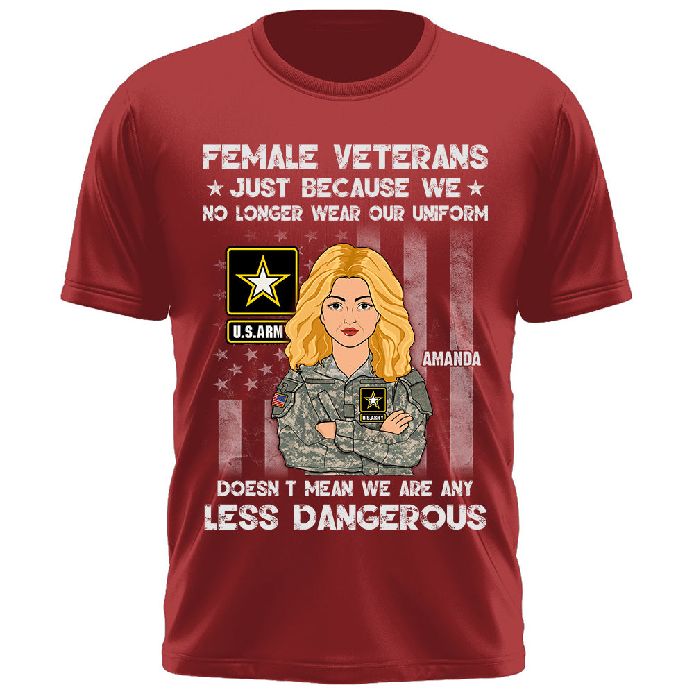 Personalized Shirt Female Veterans Just Because We No Longer Wear Our Uniform Custom For Female Veteran K1702 Trhn