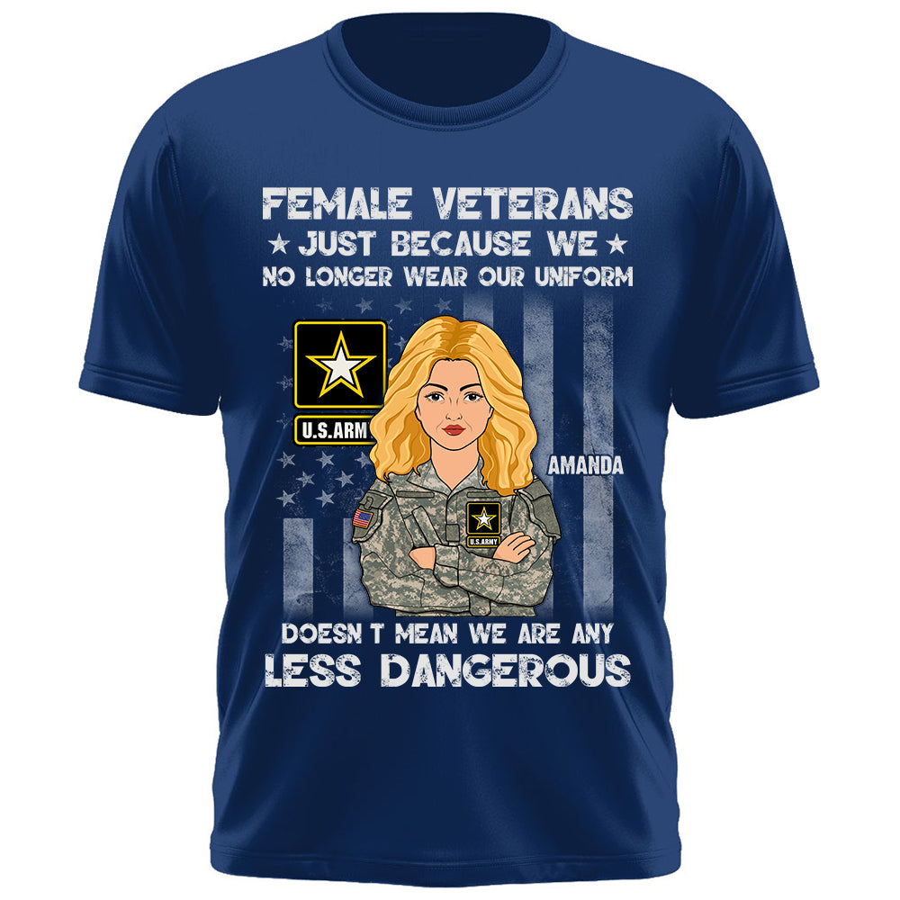 Personalized Shirt Female Veterans Just Because We No Longer Wear Our Uniform Custom For Female Veteran K1702 Trhn