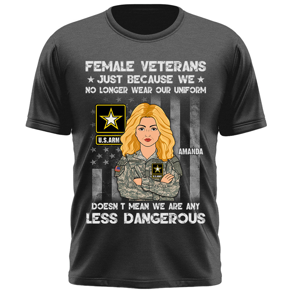 Personalized Shirt Female Veterans Just Because We No Longer Wear Our Uniform Custom For Female Veteran K1702 Trhn