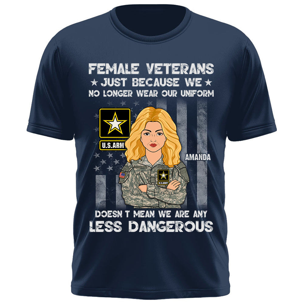 Personalized Shirt Female Veterans Just Because We No Longer Wear Our Uniform Custom For Female Veteran K1702 Trhn