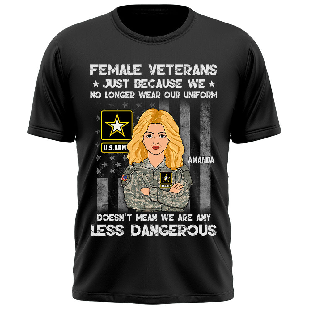 Personalized Shirt Female Veterans Just Because We No Longer Wear Our Uniform Custom For Female Veteran K1702 Trhn