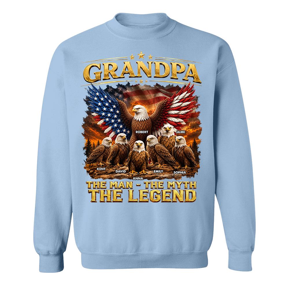 Grandpa Eagle - Personalized Shirt For Grandpa & Dad Vintage Shirt NA04 Hv01