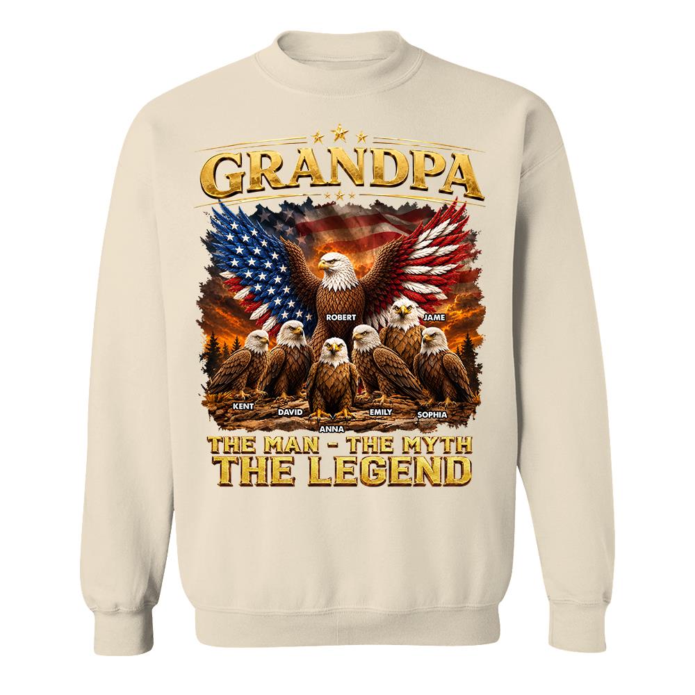 Grandpa Eagle - Personalized Shirt For Grandpa & Dad Vintage Shirt NA04 Hv01