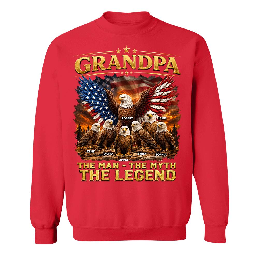 Grandpa Eagle - Personalized Shirt For Grandpa & Dad Vintage Shirt NA04 Hv01
