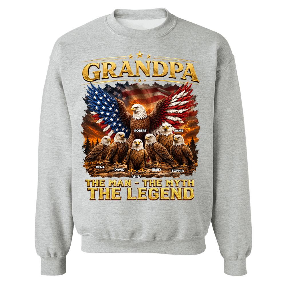 Grandpa Eagle - Personalized Shirt For Grandpa & Dad Vintage Shirt NA04 Hv01