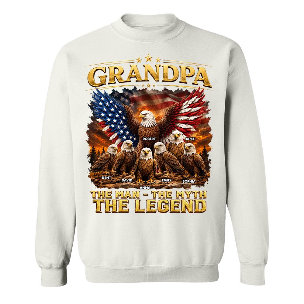 Grandpa Eagle - Personalized Shirt For Grandpa & Dad Vintage Shirt NA04 Hv01
