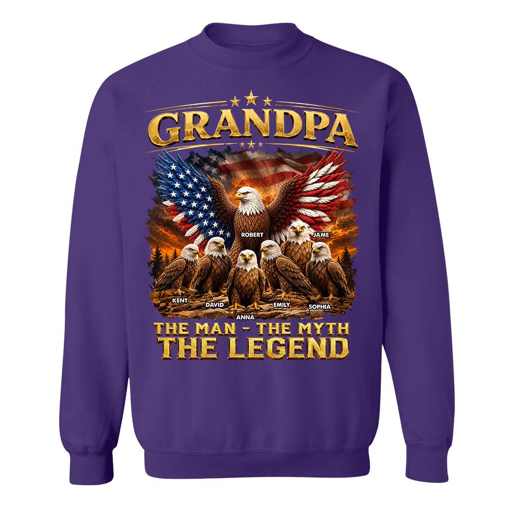 Grandpa Eagle - Personalized Shirt For Grandpa & Dad Vintage Shirt NA04 Hv01