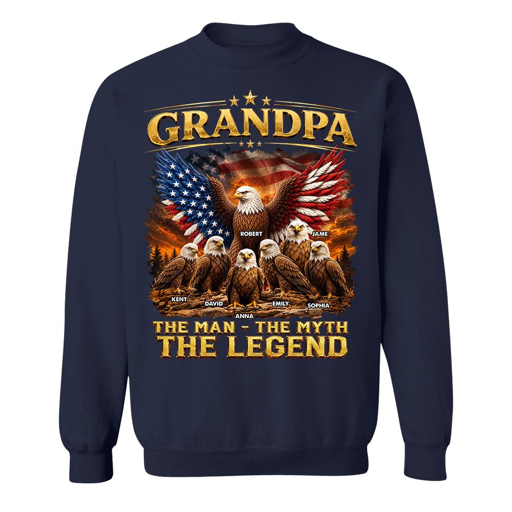 Grandpa Eagle - Personalized Shirt For Grandpa & Dad Vintage Shirt NA04 Hv01