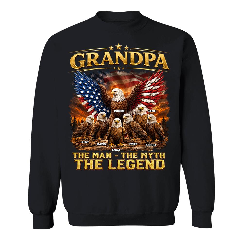 Grandpa Eagle - Personalized Shirt For Grandpa & Dad Vintage Shirt NA04 Hv01