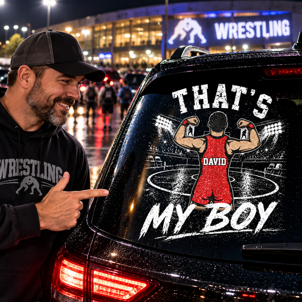Personalized That's My Boy Wrestling Car Decal, Custom Wrestling Player Name & Number Sticker, Gift for Sports Moms and Dads T1807 T24