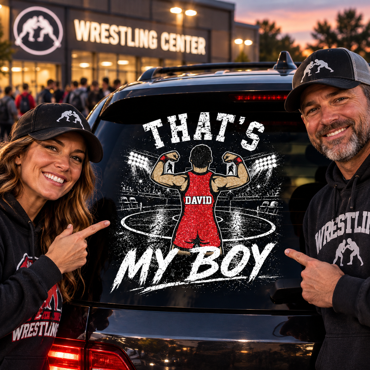 Personalized That's My Boy Wrestling Car Decal, Custom Wrestling Player Name & Number Sticker, Gift for Sports Moms and Dads T1807 T24