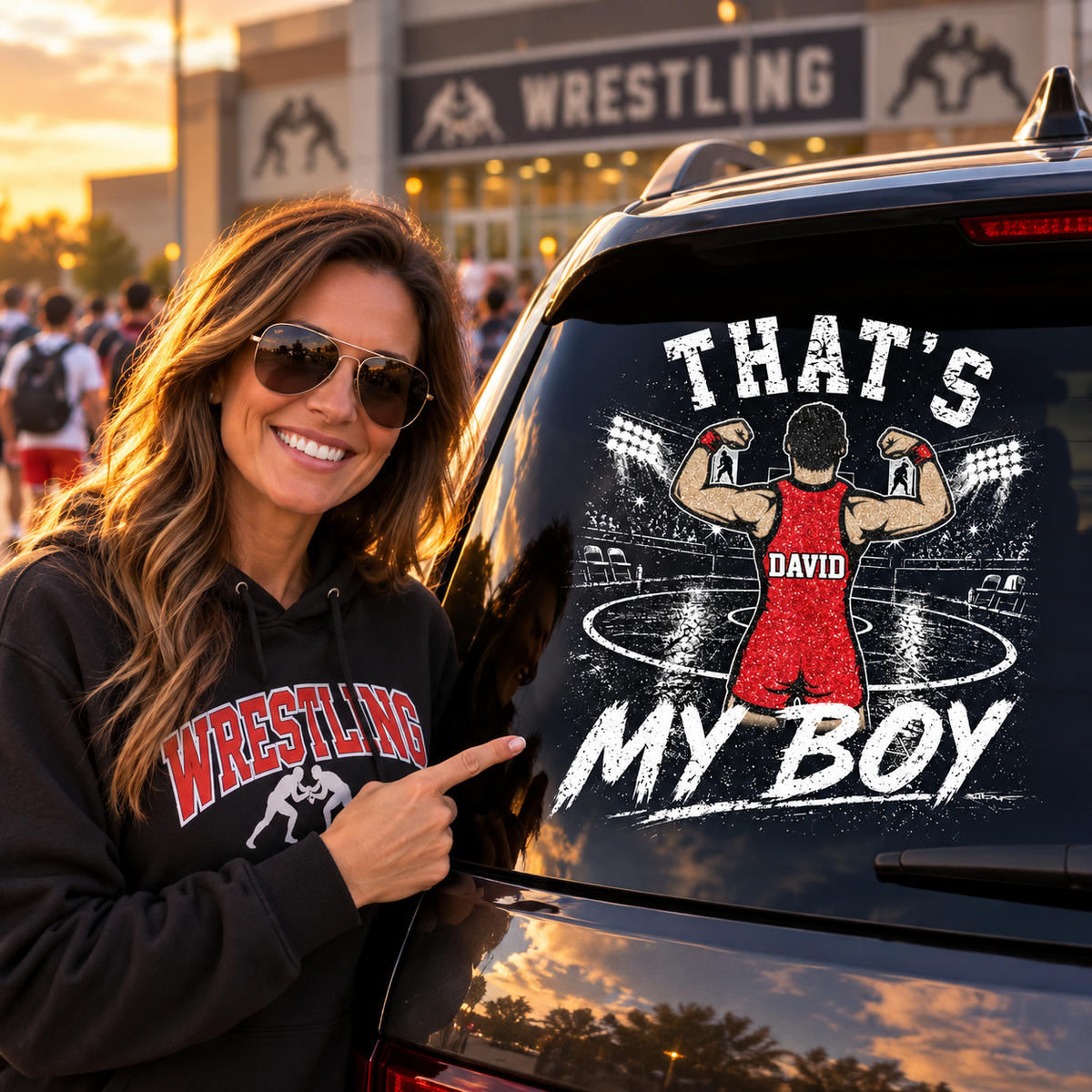 Personalized That's My Boy Wrestling Car Decal, Custom Wrestling Player Name & Number Sticker, Gift for Sports Moms and Dads T1807 T24