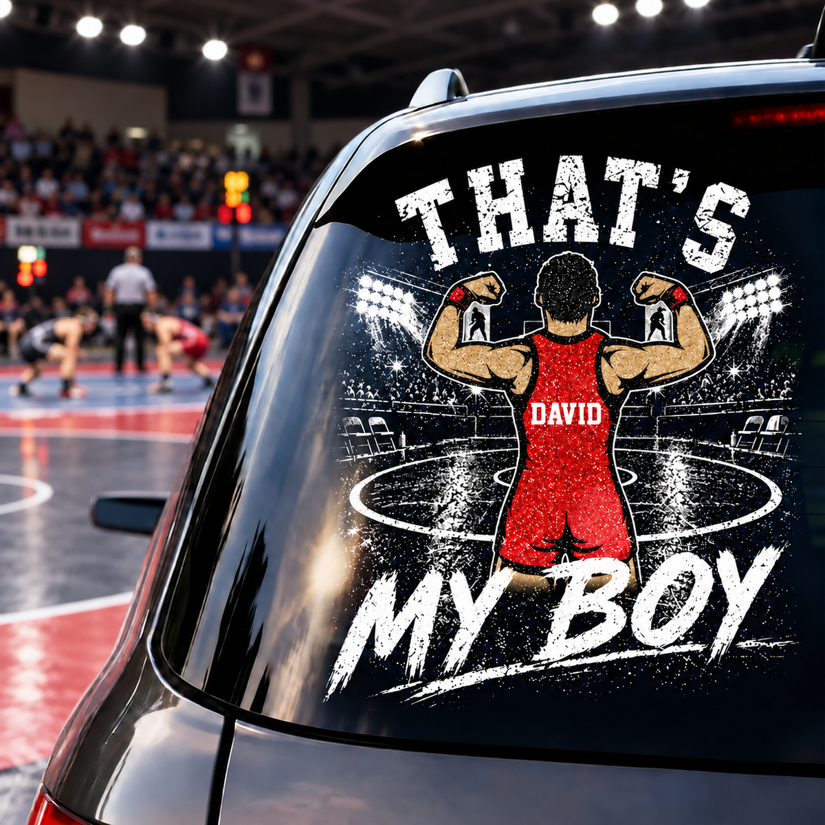 Personalized That's My Boy Wrestling Car Decal, Custom Wrestling Player Name & Number Sticker, Gift for Sports Moms and Dads T1807 T24
