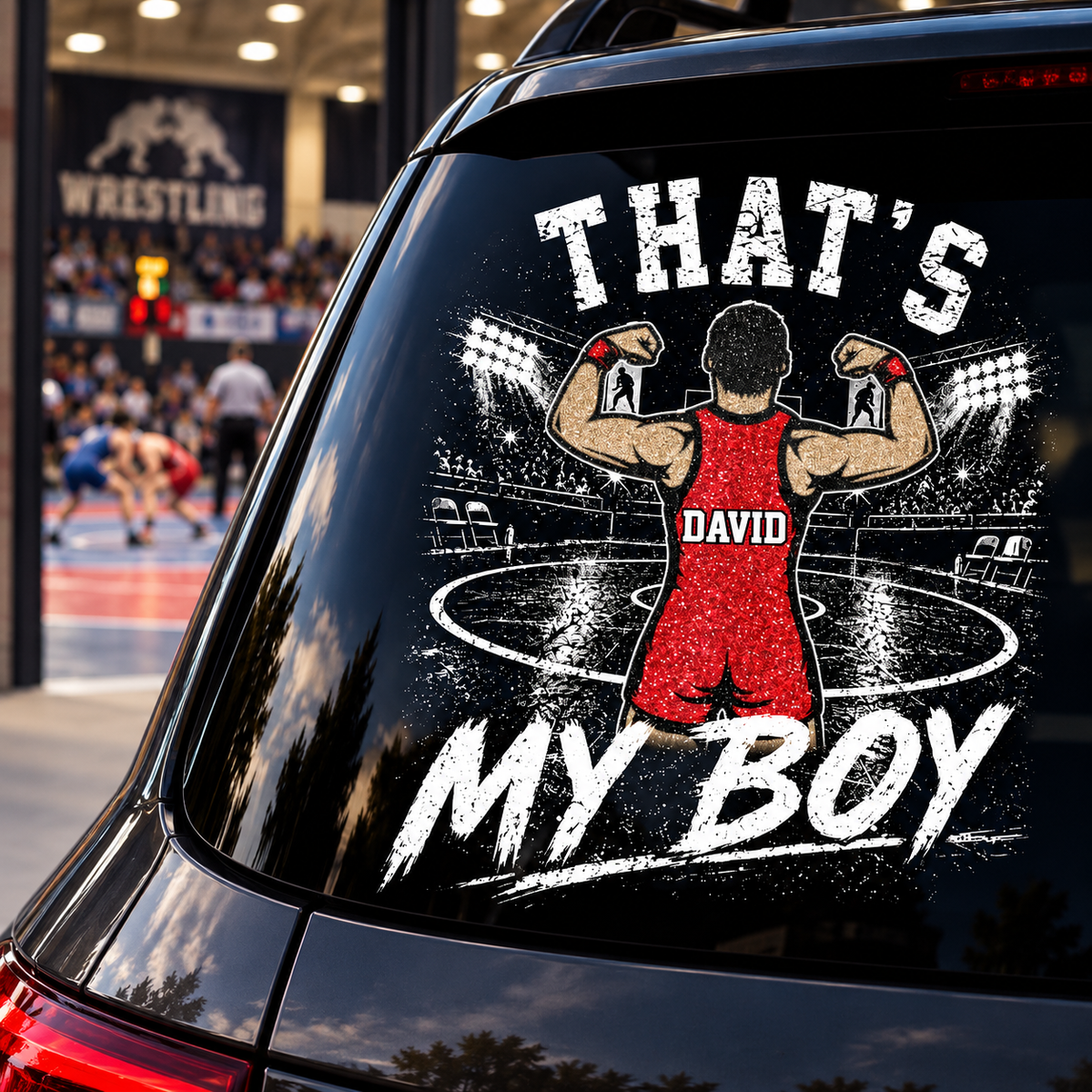 Personalized That's My Boy Wrestling Car Decal, Custom Wrestling Player Name & Number Sticker, Gift for Sports Moms and Dads T1807 T24