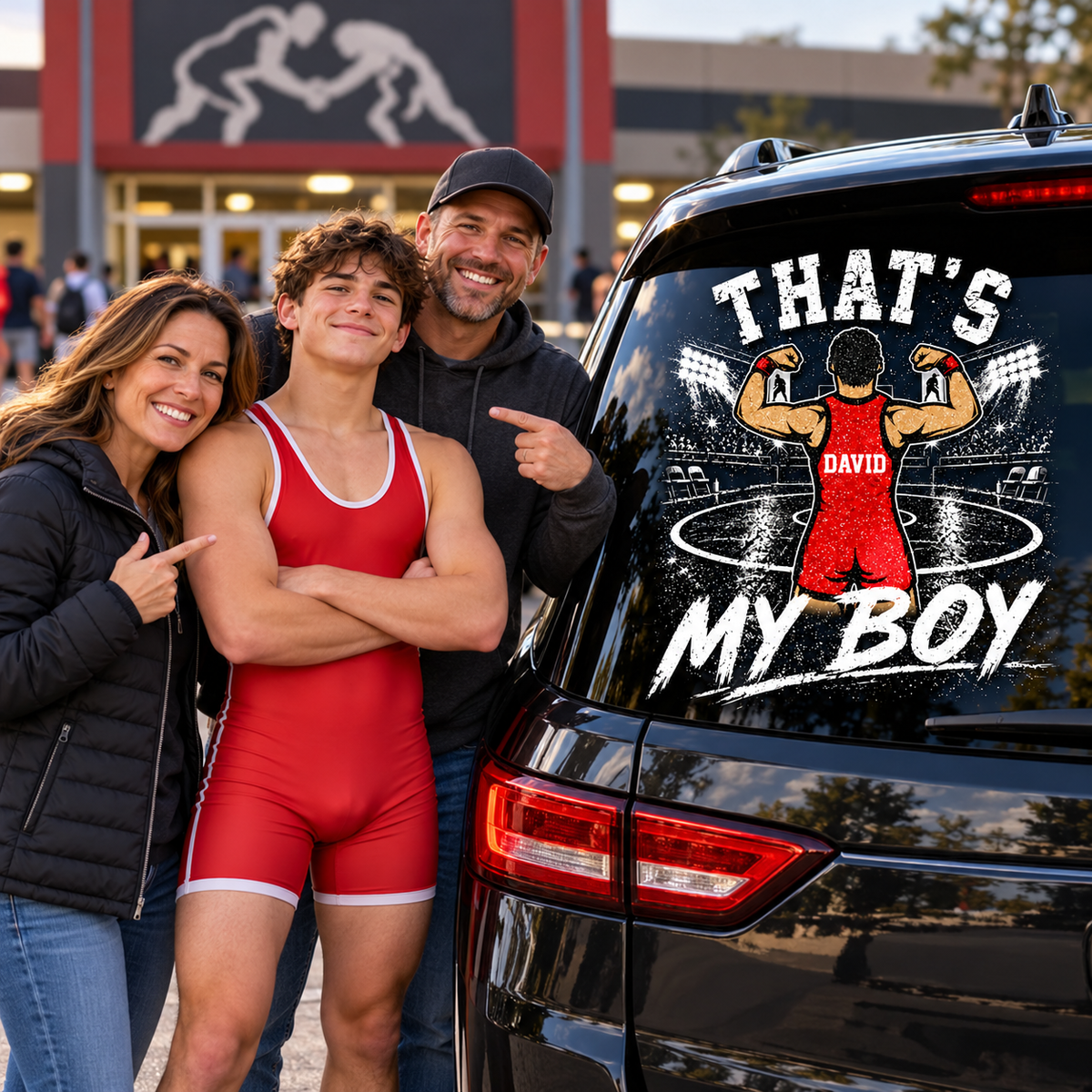 Personalized That's My Boy Wrestling Car Decal, Custom Wrestling Player Name & Number Sticker, Gift for Sports Moms and Dads T1807 T24