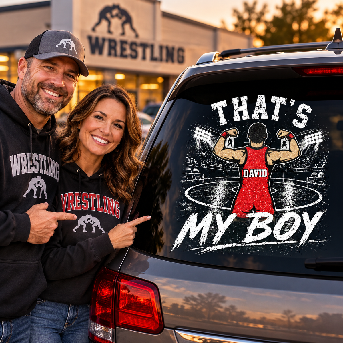 Personalized That's My Boy Wrestling Car Decal, Custom Wrestling Player Name & Number Sticker, Gift for Sports Moms and Dads T1807 T24
