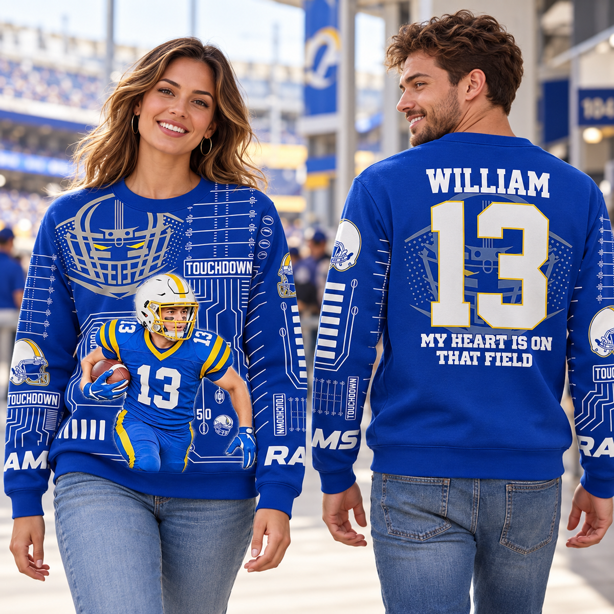 Custom Photo Football All Over Print Shirt For Football Family Game Day Shirt Field Pattern Hoodie K1702 MT2