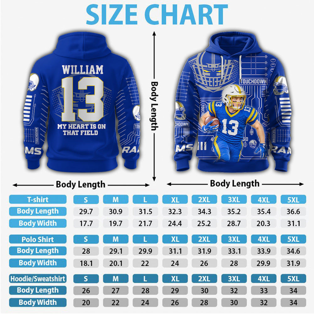 Custom Photo Football All Over Print Shirt For Football Family Game Day Shirt Field Pattern Hoodie K1702 MT2