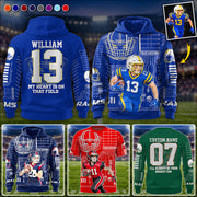 Custom Photo Football All Over Print Shirt For Football Family Game Day Shirt Field Pattern Hoodie K1702 MT2