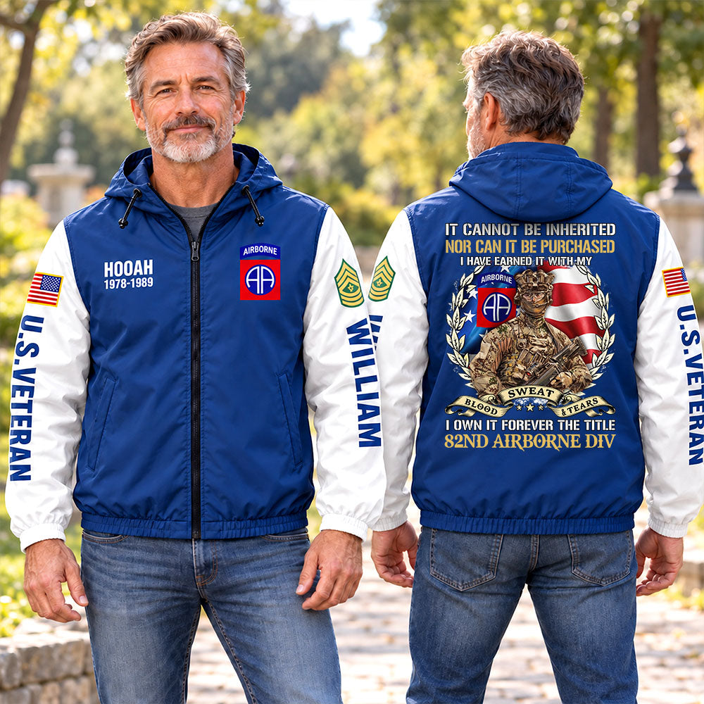 Personalized Veteran Windbreaker Jacket It Cannot Be Inherited Nor Can It Purchased Custom Division Military Gift For Veteran K1702 MT2