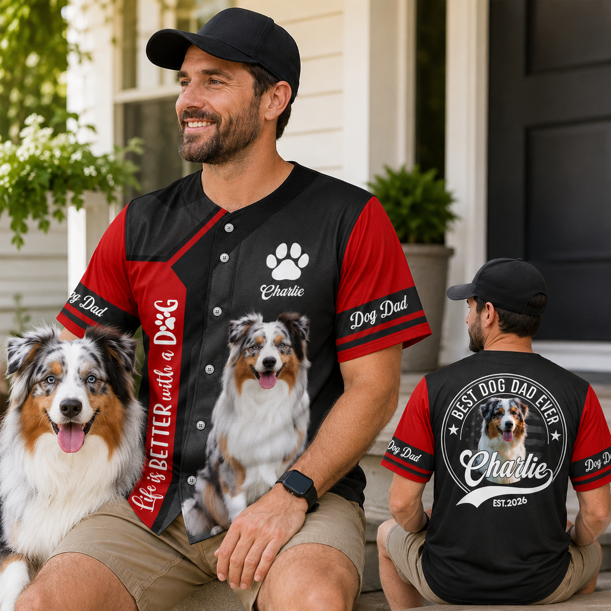 Life Is Better With A Dog, Personalized Baseball Jersey, Custom Photo Dog Mom Dog Dad Shirt, Gift For Dog Lover T1807 T24