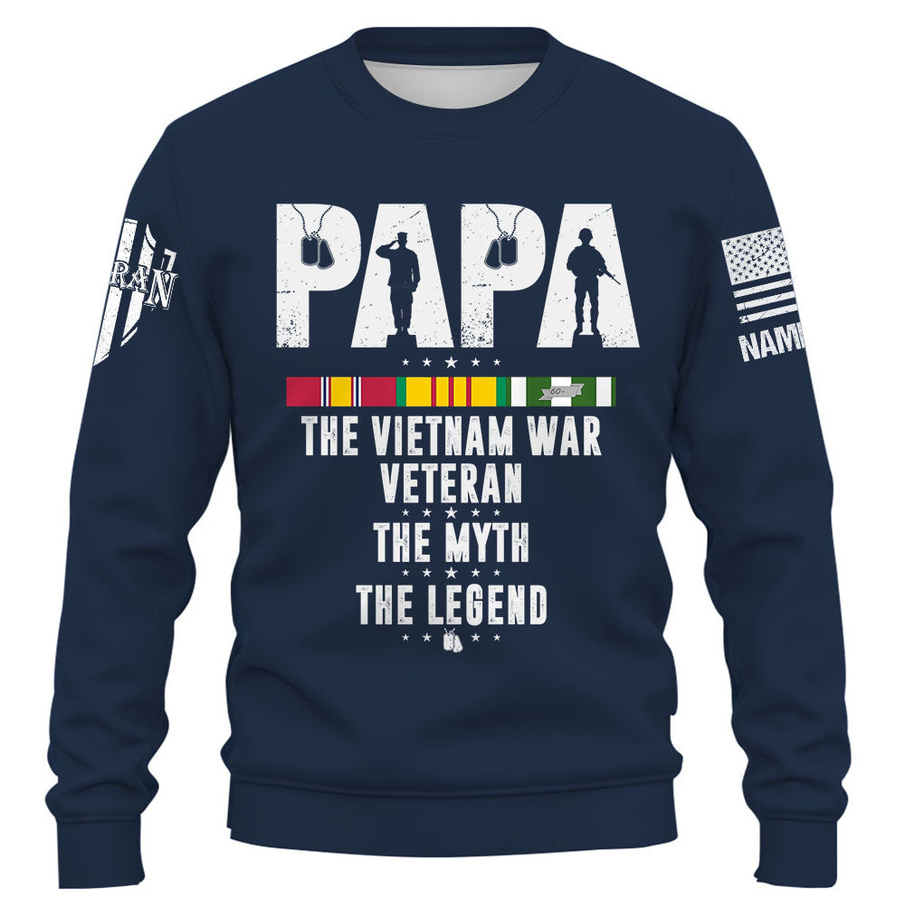 Papa The Vietnam War Veteran The Myth The Legend Personalized Shirt Gift For Father's Day K1702