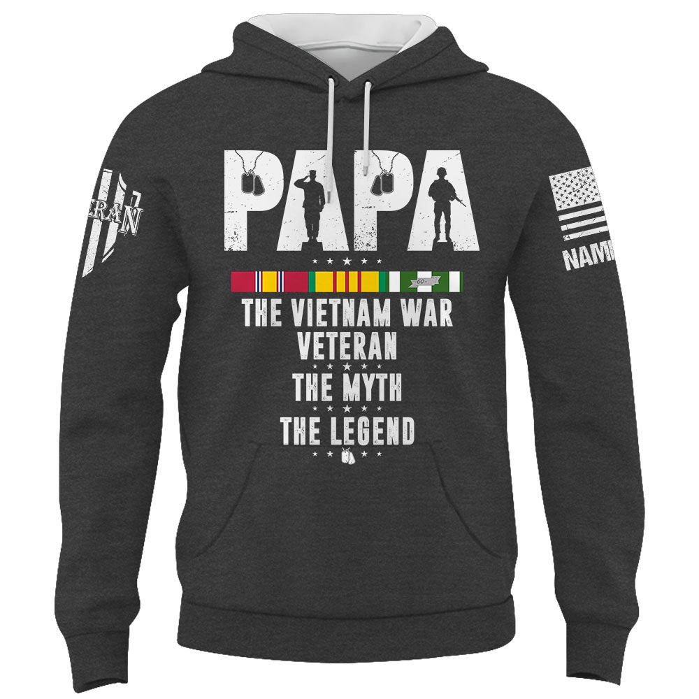 Papa The Vietnam War Veteran The Myth The Legend Personalized Shirt Gift For Father's Day K1702