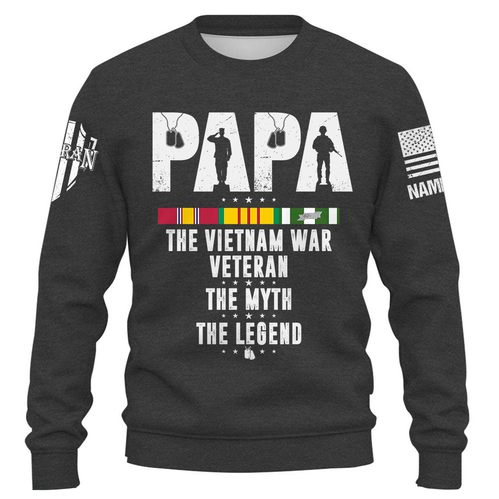 Papa The Vietnam War Veteran The Myth The Legend Personalized Shirt Gift For Father's Day K1702