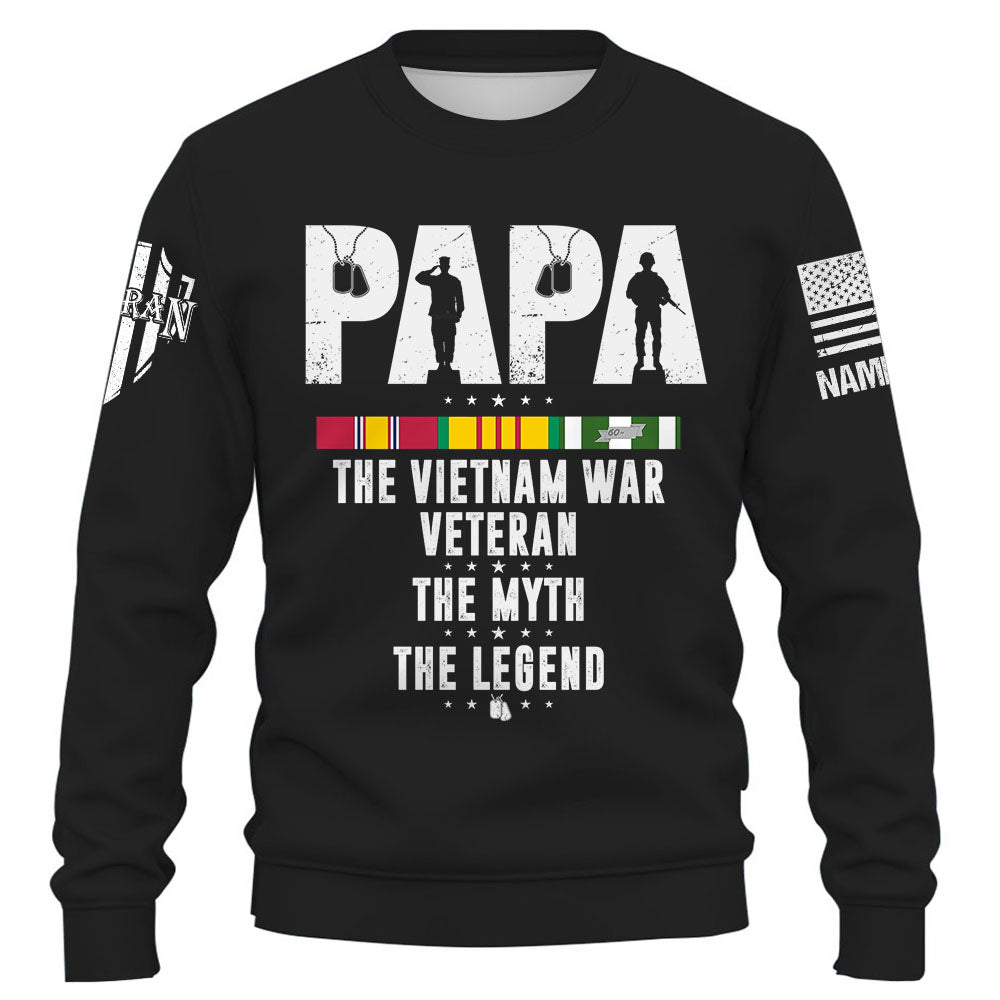 Papa The Vietnam War Veteran The Myth The Legend Personalized Shirt Gift For Father's Day K1702