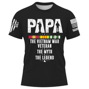 Papa The Vietnam War Veteran The Myth The Legend Personalized Shirt Gift For Father's Day K1702