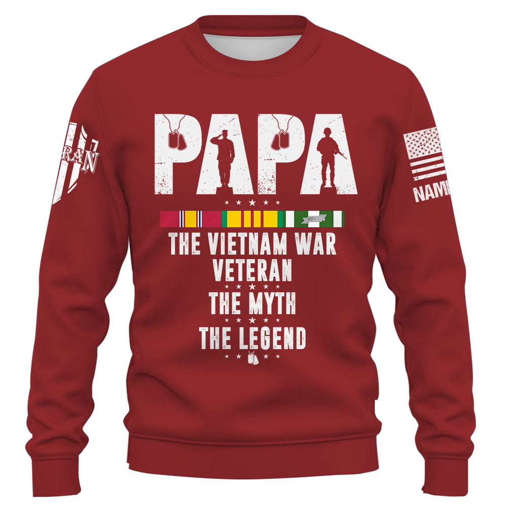 Papa The Vietnam War Veteran The Myth The Legend Personalized Shirt Gift For Father's Day K1702