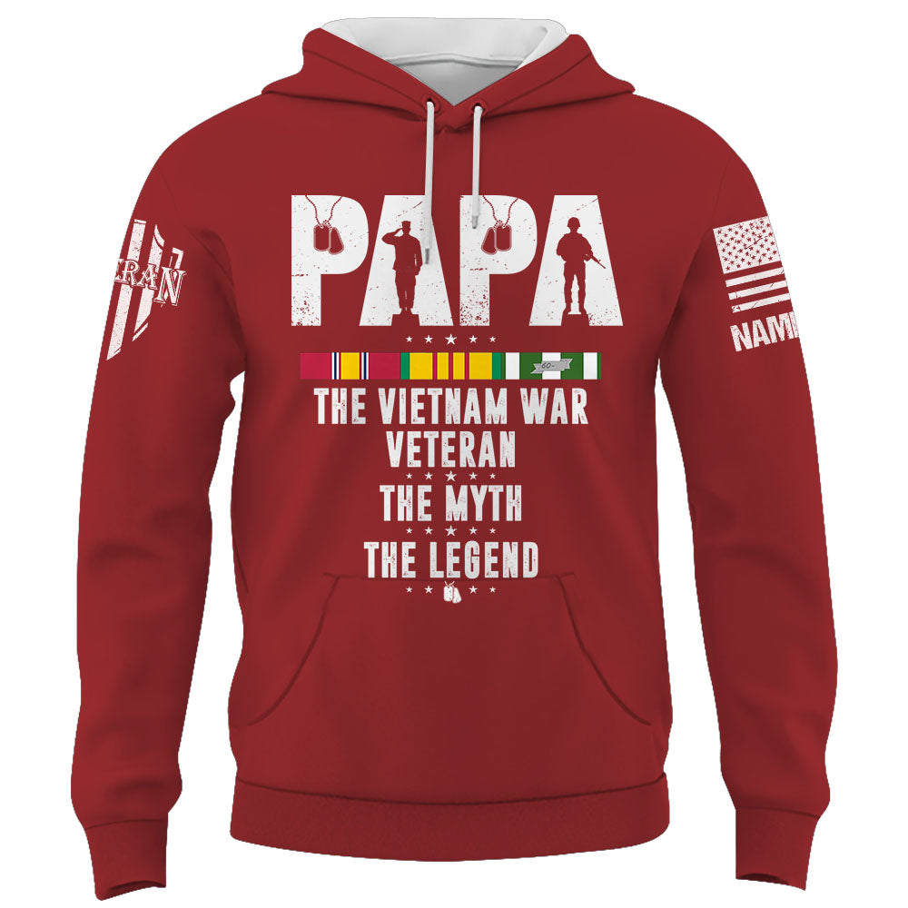 Papa The Vietnam War Veteran The Myth The Legend Personalized Shirt Gift For Father's Day K1702