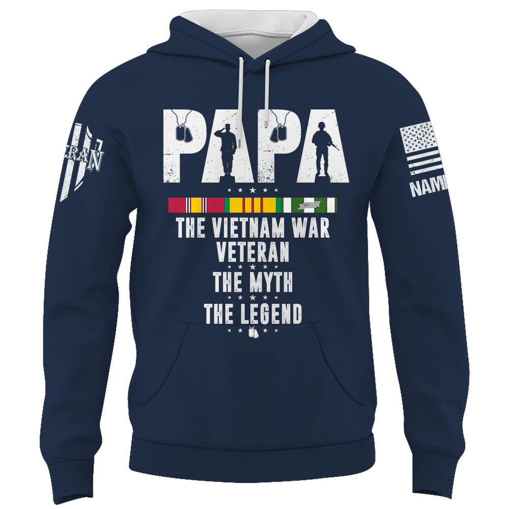 Papa The Vietnam War Veteran The Myth The Legend Personalized Shirt Gift For Father's Day K1702