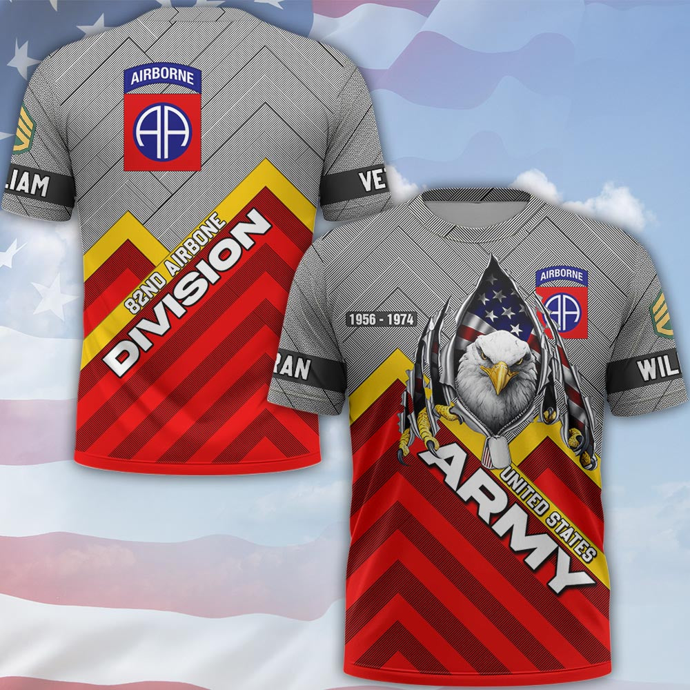 Custom Eagle America Veteran Military Division Rank All Over Print Shirt Hoodies Available To All Military Branches For Veterans K1702 MT2