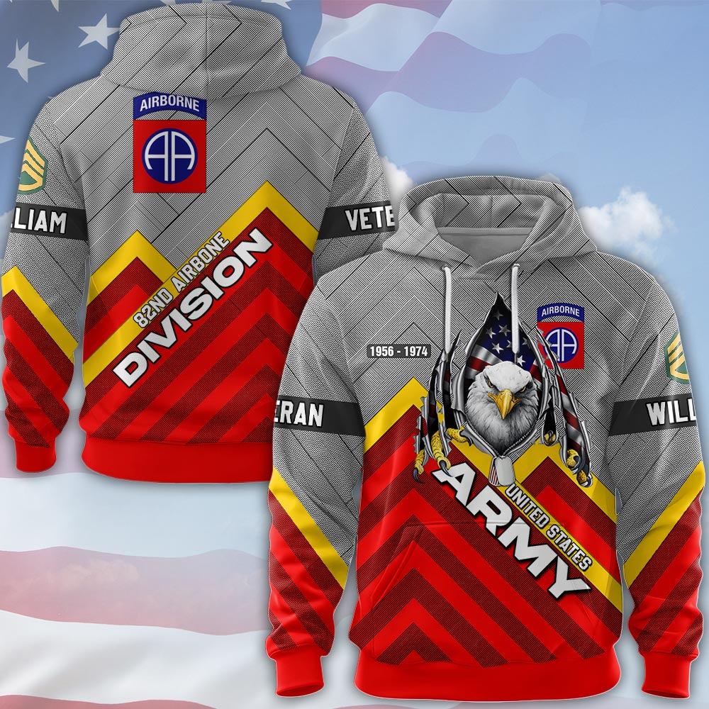Custom Eagle America Veteran Military Division Rank All Over Print Shirt Hoodies Available To All Military Branches For Veterans K1702 MT2